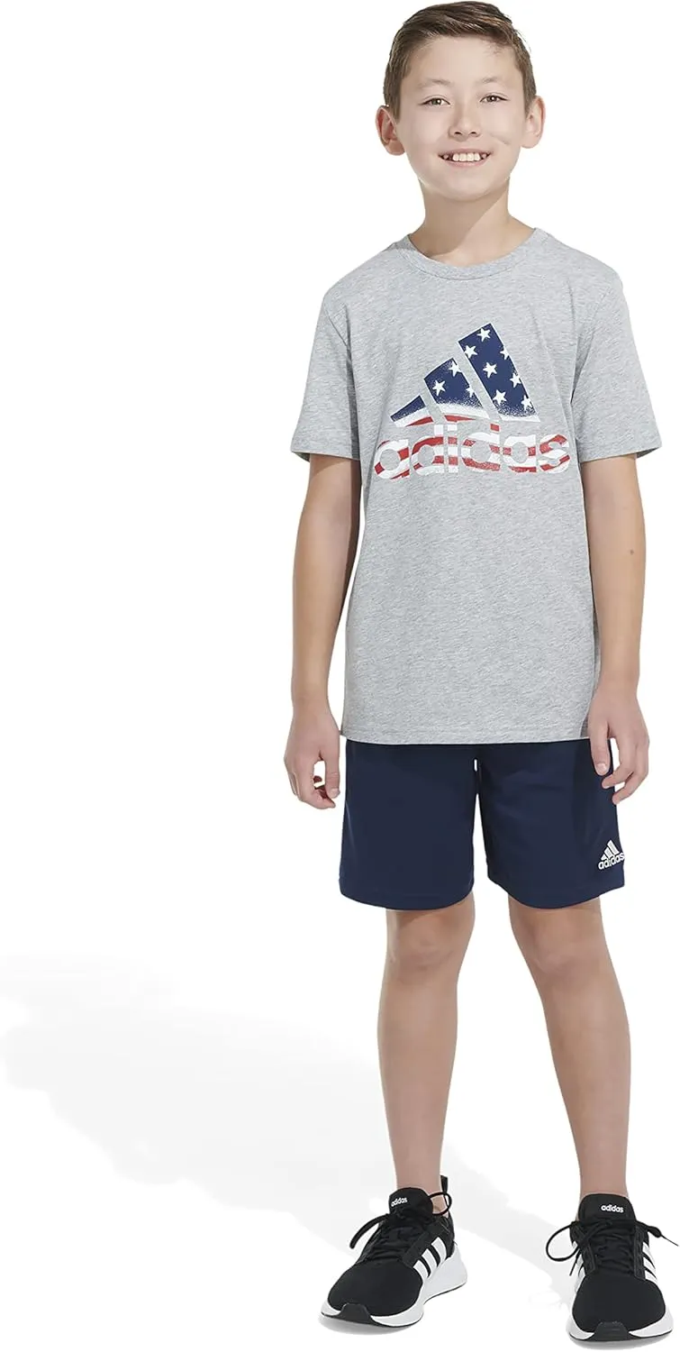 adidas Boys' Short Sleeve Cotton USA Graphic T-Shirt