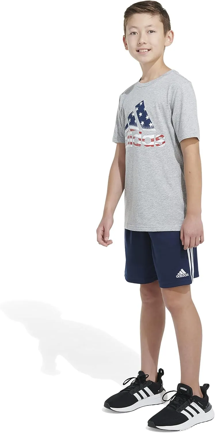 adidas Boys' Short Sleeve Cotton USA Graphic T-Shirt