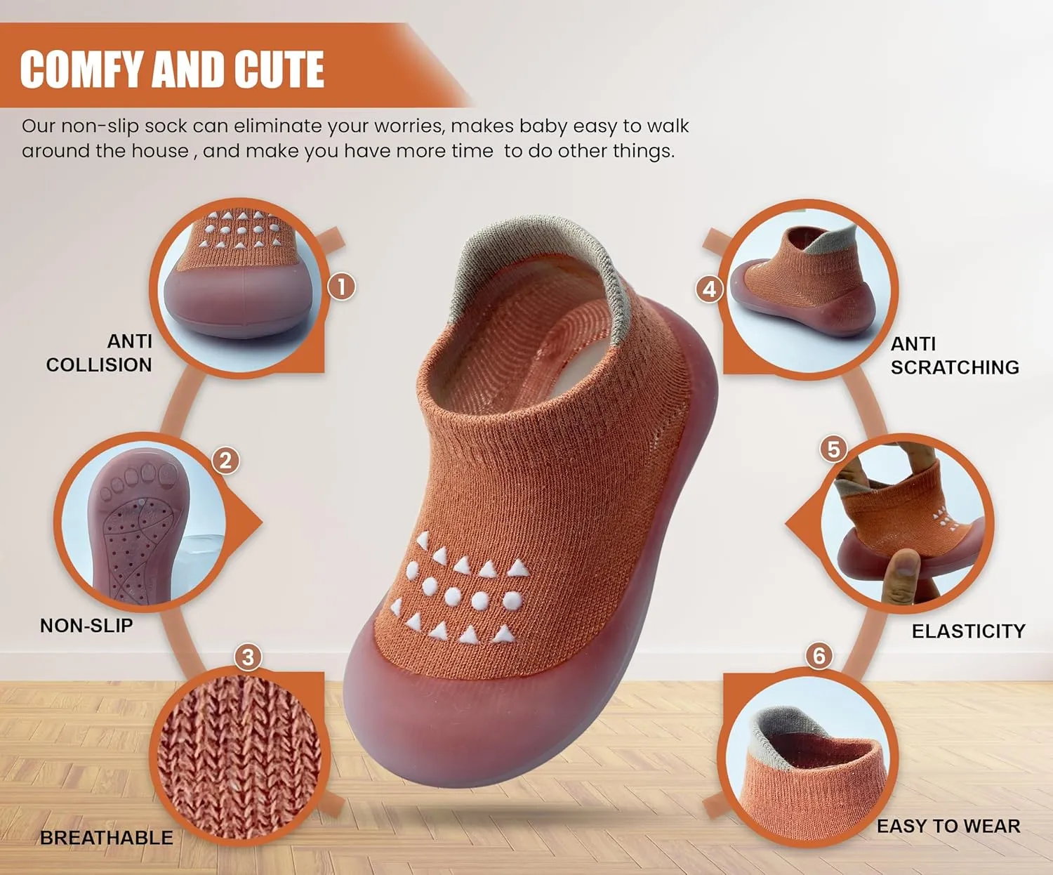 Baby Sock Shoes Boys Girls First Walking Shoes Non-Slip Slippers Soft Sole Sneakers Toddler Infant Babygirl