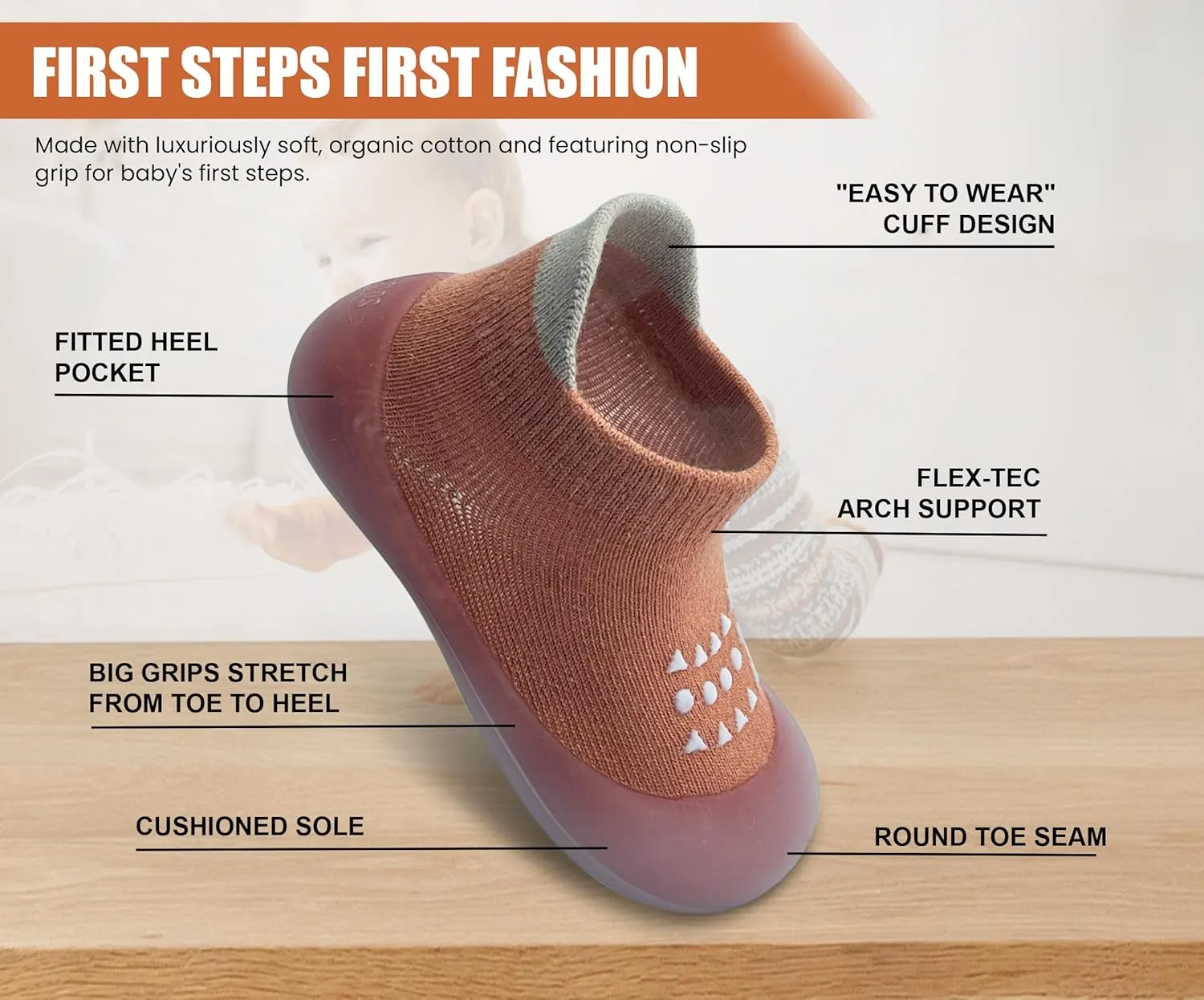Baby Sock Shoes Boys Girls First Walking Shoes Non-Slip Slippers Soft Sole Sneakers Toddler Infant Babygirl