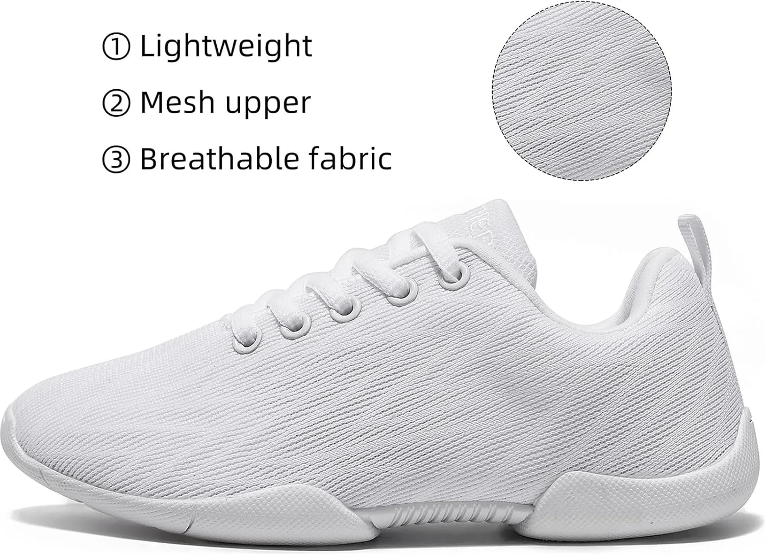 BAXINIER Girls Cheer Shoes White Cheerleading Dance Shoes Lightweight Youth Competition Sneakers Athletic Training Tennis Walking Shoes