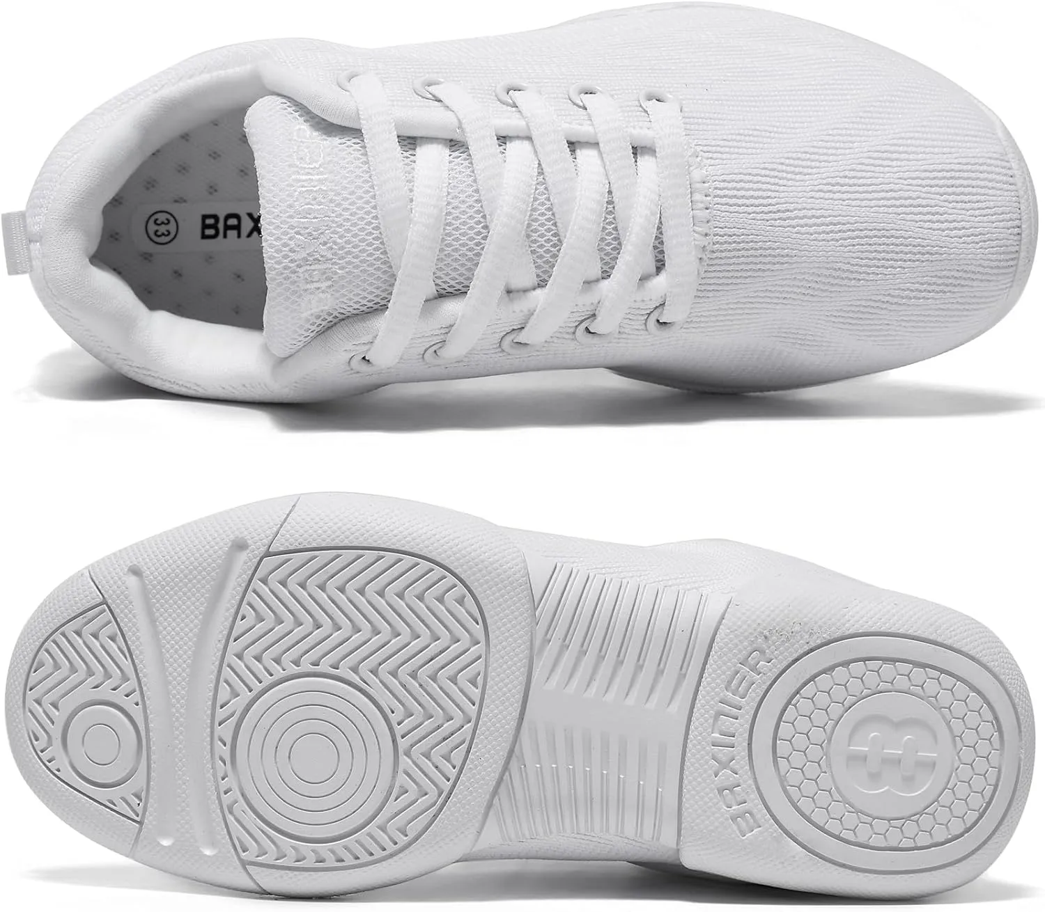 BAXINIER Girls Cheer Shoes White Cheerleading Dance Shoes Lightweight Youth Competition Sneakers Athletic Training Tennis Walking Shoes