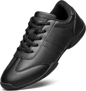BAXINIER Youth Girls White Cheerleading Dancing Shoes Athletic Training Tennis Walking Breathable Competition Cheer Sneakers