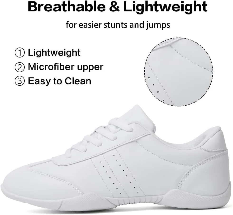 CADIDL Cheer Shoes for Women White Cheerleading Athletic Dance Shoes Girls Flats Tennis Walking Sneakers