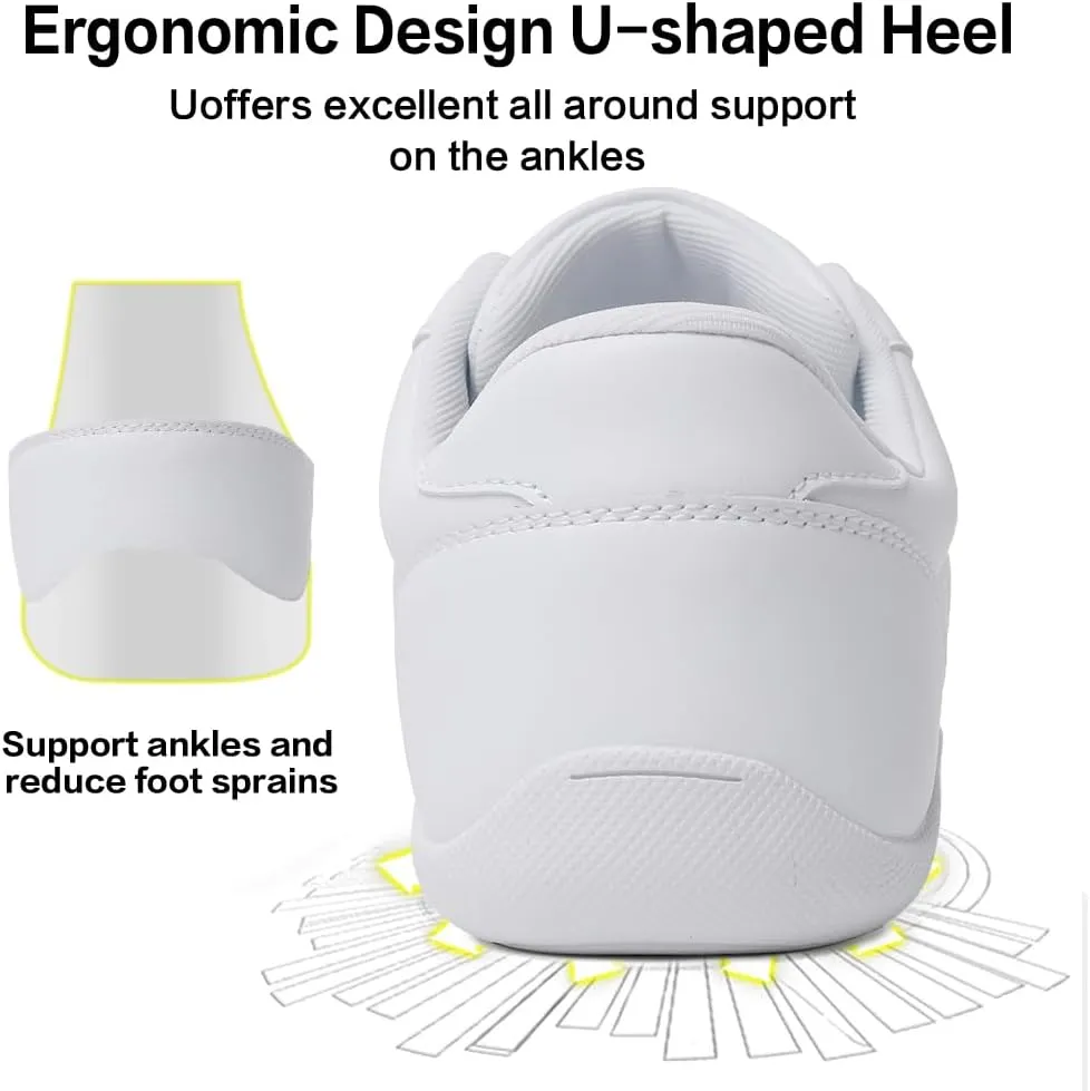 CADIDL Cheer Shoes for Women White Cheerleading Athletic Dance Shoes Girls Flats Tennis Walking Sneakers