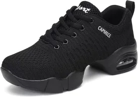 CERYTHRINA Women's Jazz Shoes Lace-up Sneakers Modern Dance Shoes Platform Walking Dance Shoes