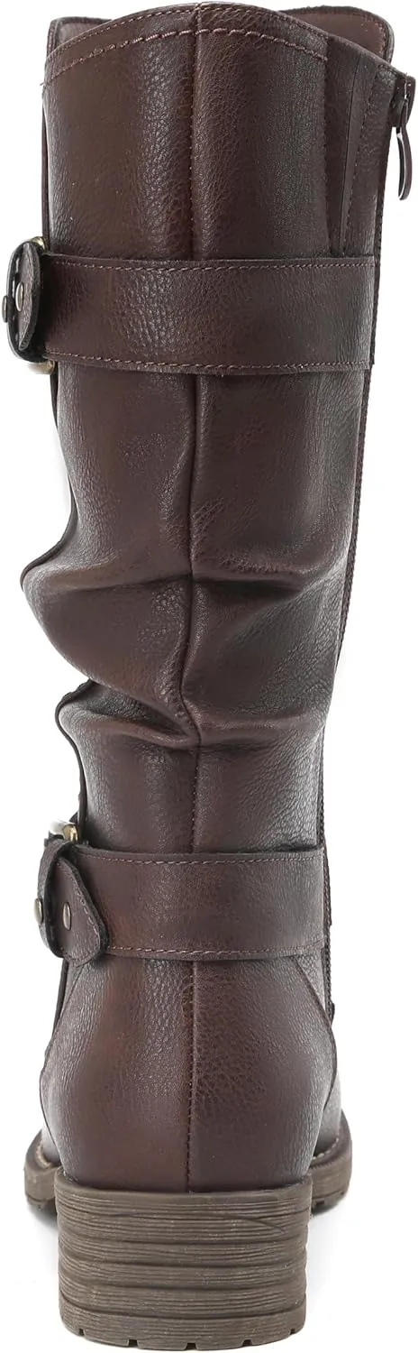 DECARSDZ Women's Fashion Mid Calf Black Boots For Women Dress Boot With Chunky Low Heel Style Zipper Comfort Booties