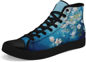 Flower Art High Top Canvas Sneakers Lace Up Classic Casual Walking Shoes Fashion Ladies Girls Flat Running Trainers