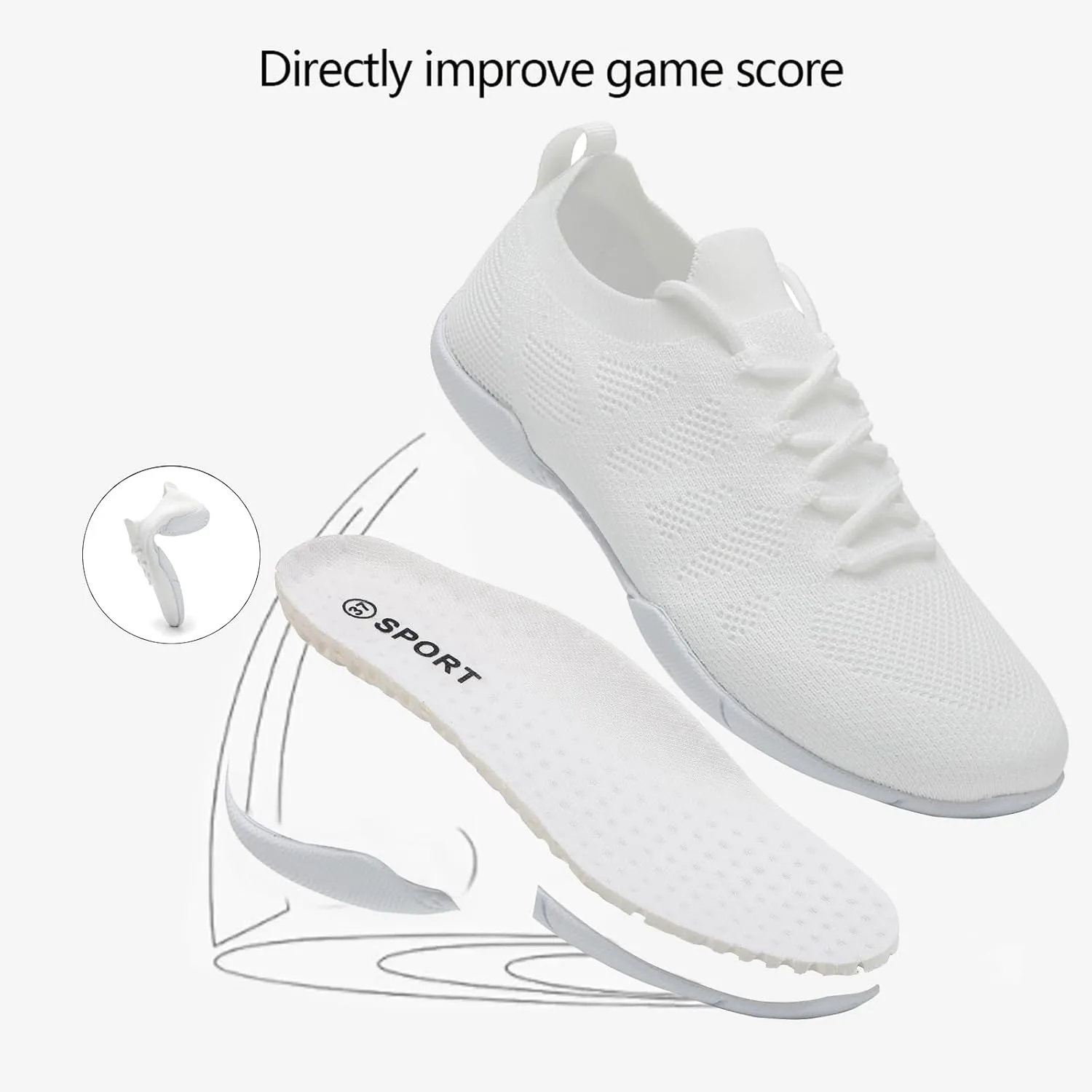 Girls Cheer Shoes Toddler White Cheerleading Shoes Lightweight Non-Slip for Cheer Competitions, Practice, Dance, Gymnastics Size Kids/Little Kid 13.5 to Women 10