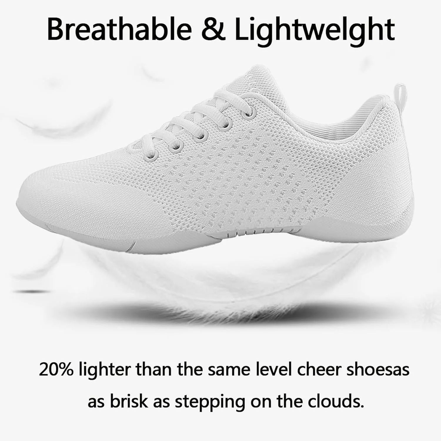 Girls Cheer Shoes White Youth Cheerleading Shoes Dance Athletic Training Breathable Dancing Lightweight Competition Comfortable Sport Sneakers Little Kid Size 12 to Women 11.5