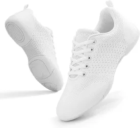 Girls Cheer Shoes White Youth Cheerleading Shoes Dance Athletic Training Breathable Dancing Lightweight Competition Comfortable Sport Sneakers Little Kid Size 12 to Women 11.5