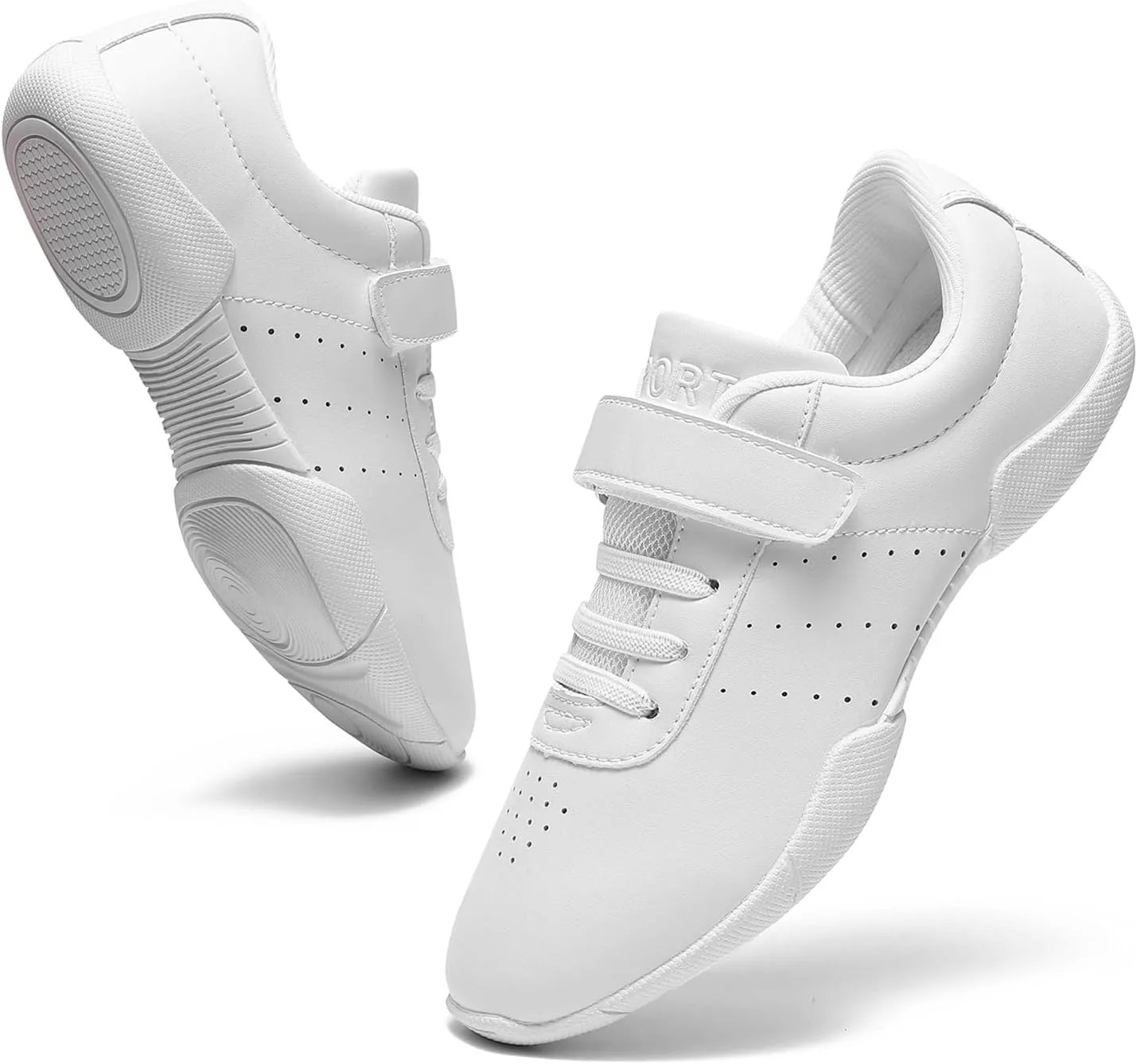 Girls Cheer Shoes White Youth Cheerleading Shoes Dance Athletic Training Breathable Dancing Lightweight Competition Comfortable Sport Sneakers
