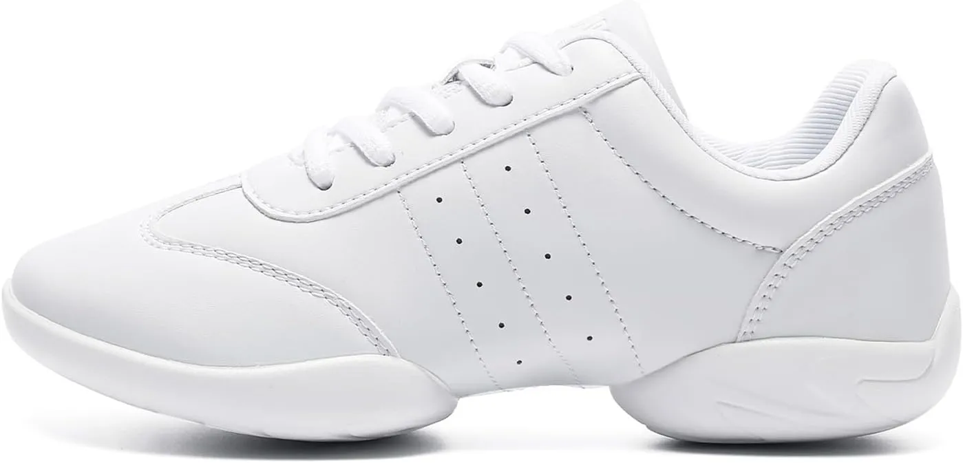 Girls Cheer Shoes White Youth Cheerleading Shoes Dance Athletic Training Breathable Dancing Lightweight Competition Comfortable Sport Sneakers