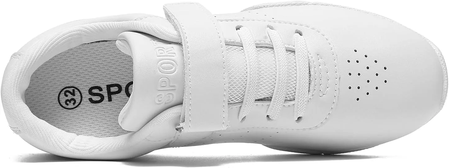 Girls Cheer Shoes White Youth Cheerleading Shoes Dance Athletic Training Breathable Dancing Lightweight Competition Comfortable Sport Sneakers