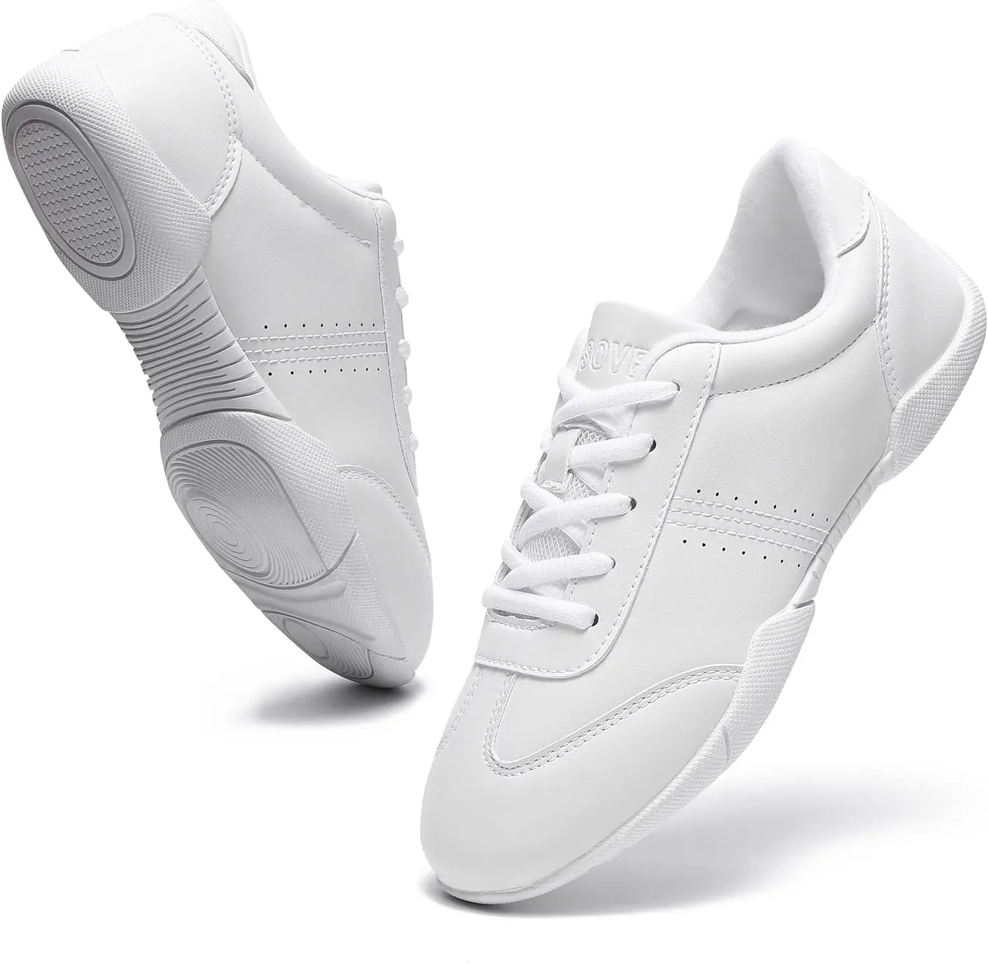 Girls Cheer Shoes White Youth Cheerleading Shoes Dance Athletic Training Breathable Dancing Lightweight Competition Comfortable Sport Sneakers