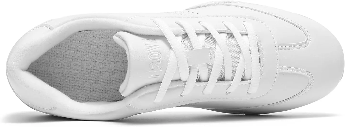 Girls Cheer Shoes White Youth Cheerleading Shoes Dance Athletic Training Breathable Dancing Lightweight Competition Comfortable Sport Sneakers