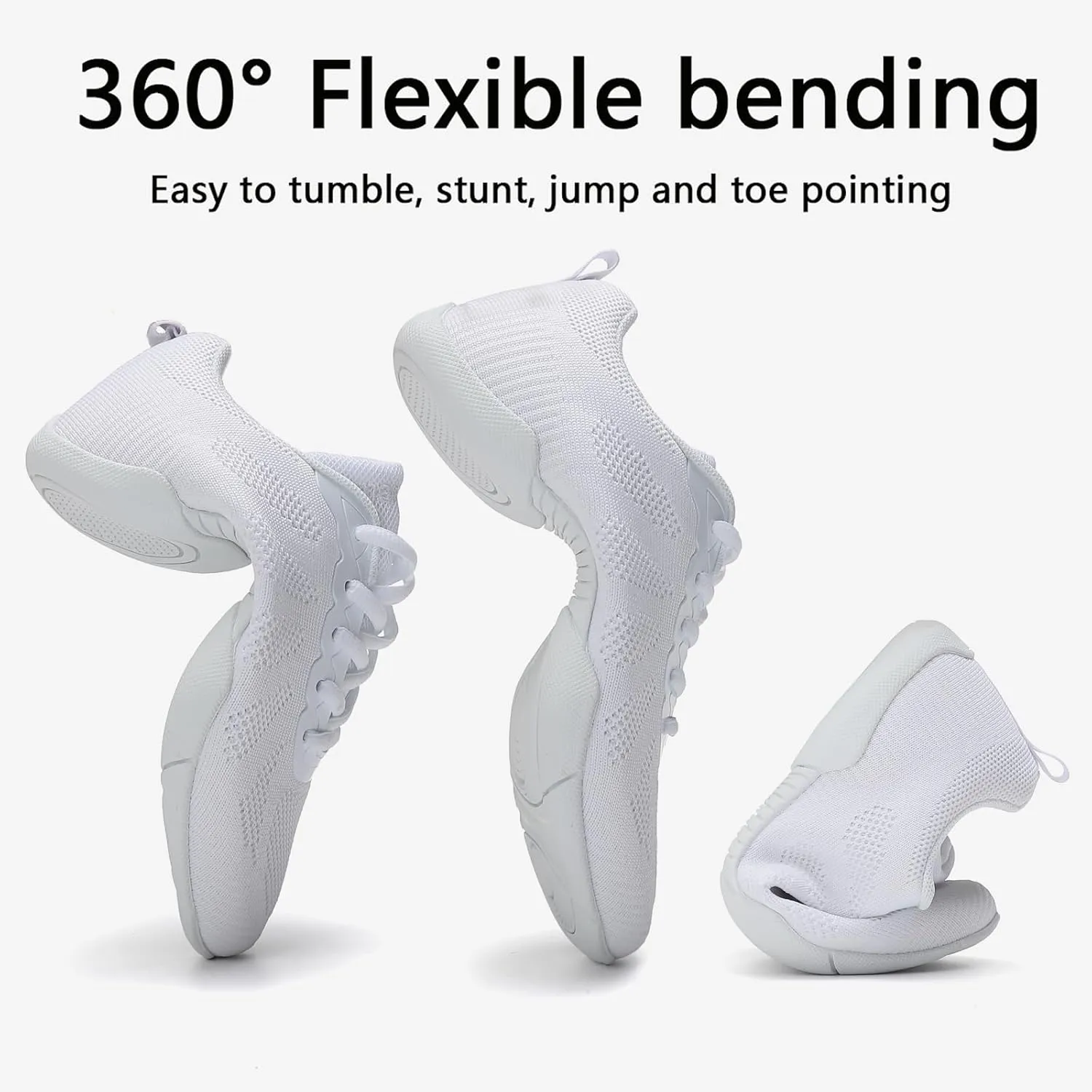 Girls' Cheerleading Shoes Breathable Lightweight Comfortable Dance Cheerleader Sneakers Non-Slip for Dance, Training, Tennis and Youth Sport