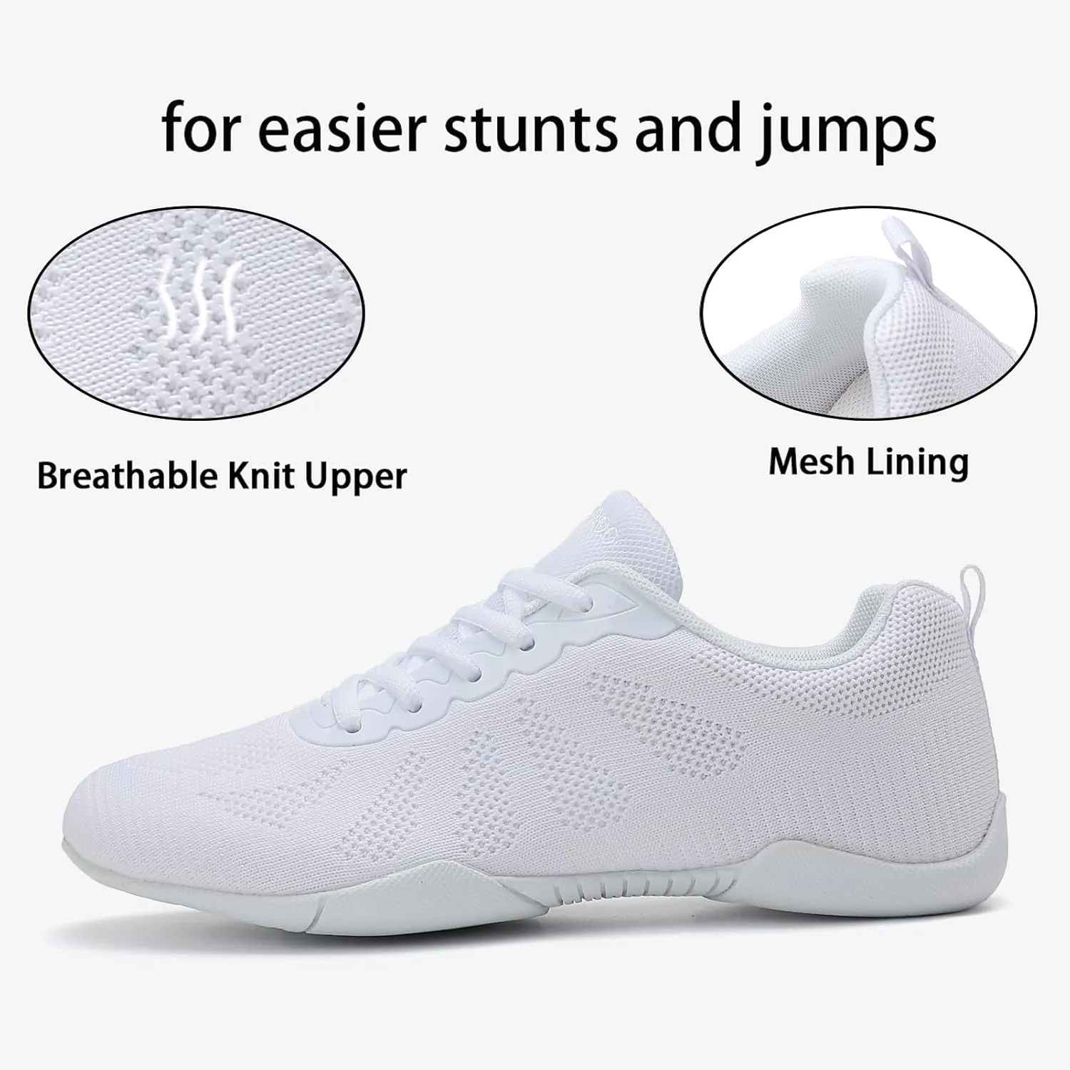 Girls' Cheerleading Shoes Breathable Lightweight Comfortable Dance Cheerleader Sneakers Non-Slip for Dance, Training, Tennis and Youth Sport