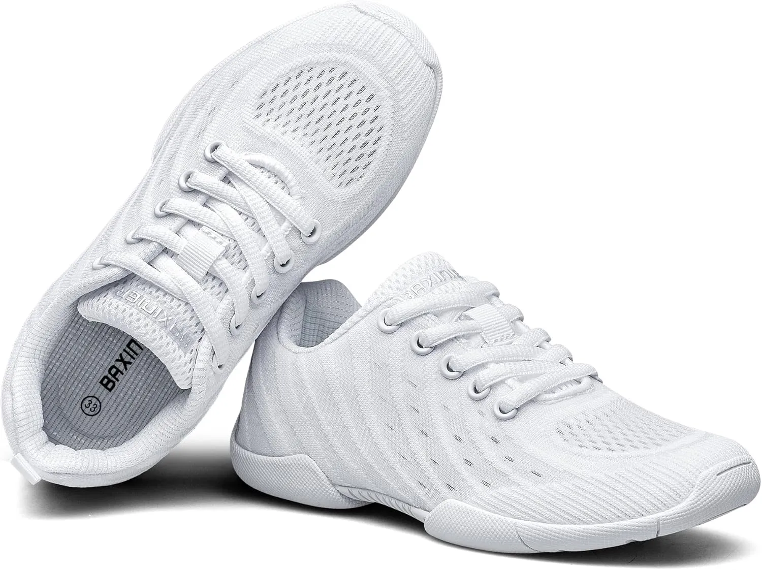 Girls White Cheerleading Shoes Breathable Kids Cheer Competition Sneakers Athletic Training Tennis Shoes