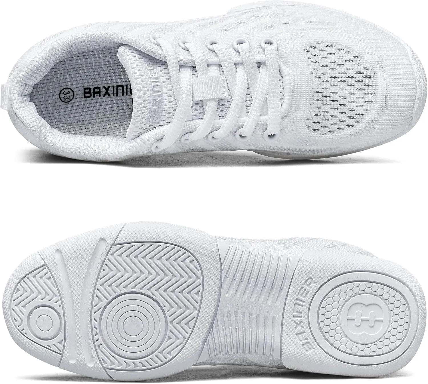 Girls White Cheerleading Shoes Breathable Kids Cheer Competition Sneakers Athletic Training Tennis Shoes