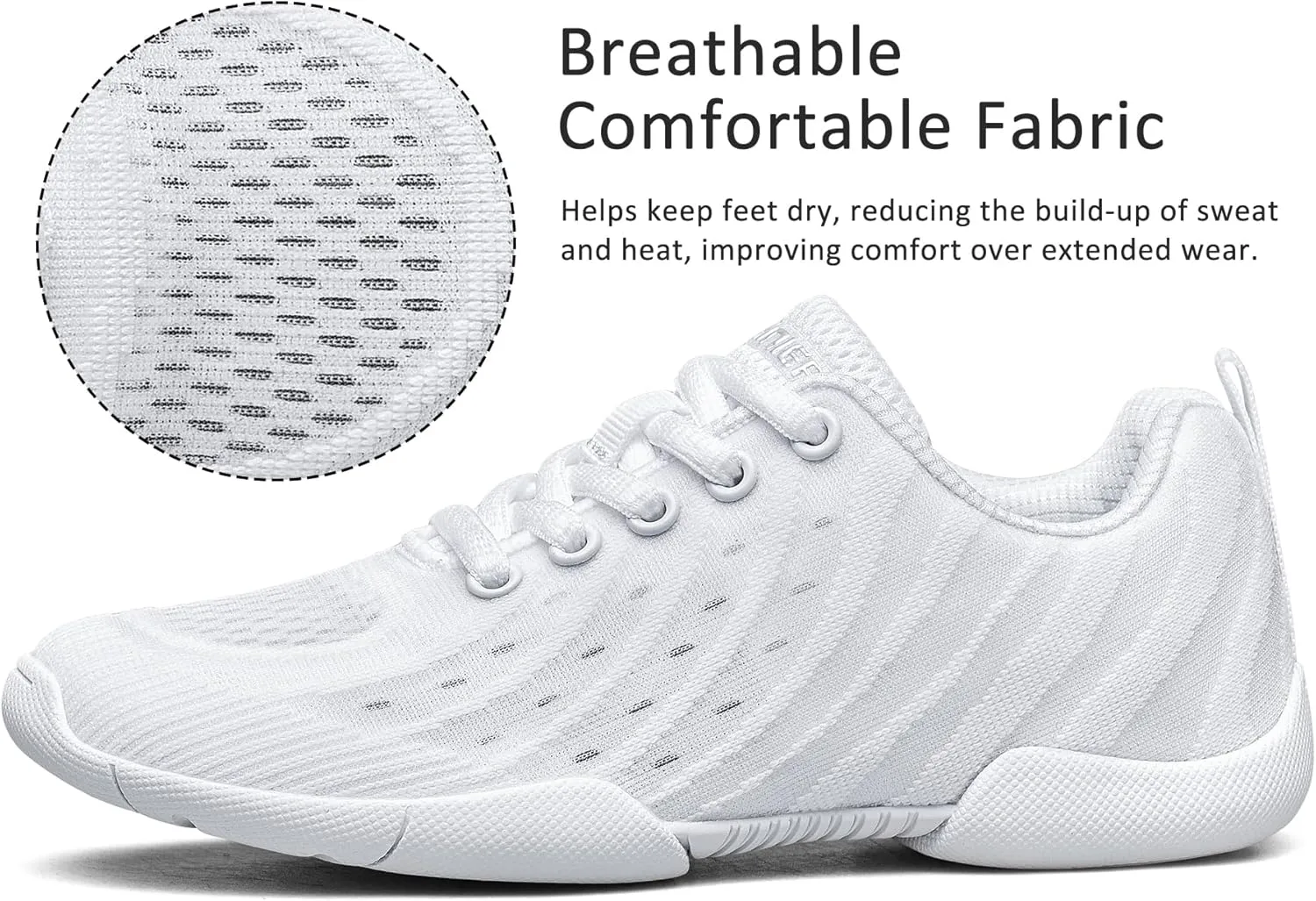 Girls White Cheerleading Shoes Breathable Kids Cheer Competition Sneakers Athletic Training Tennis Shoes