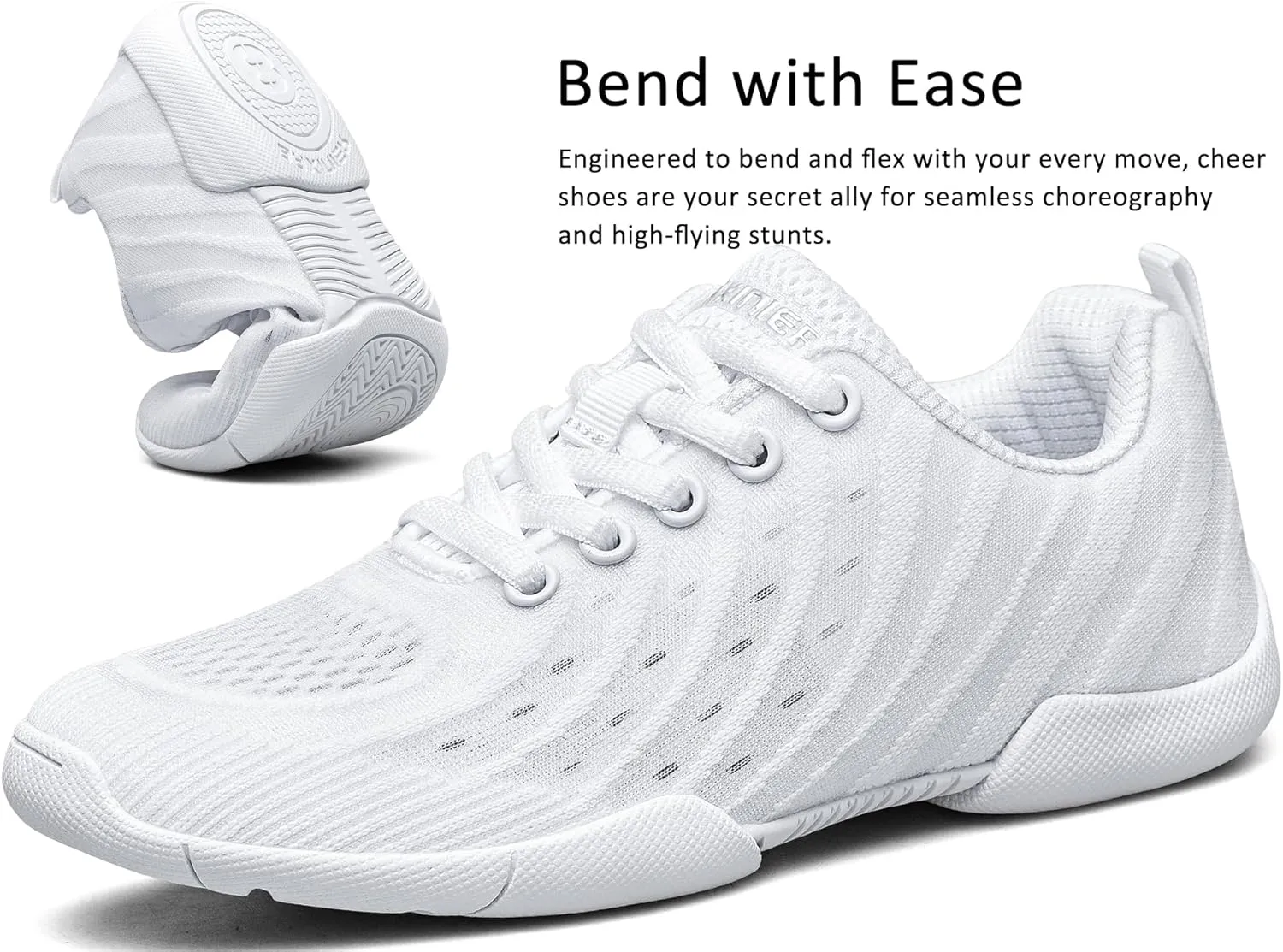 Girls White Cheerleading Shoes Breathable Kids Cheer Competition Sneakers Athletic Training Tennis Shoes