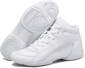 Girls White High Top Cheerleading Shoes Lightweight Youth Cheer Sneakers Hip Hop Training Dance Tennis Shoes