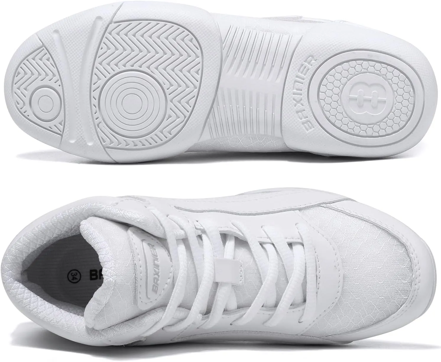 Girls White High Top Cheerleading Shoes Lightweight Youth Cheer Sneakers Hip Hop Training Dance Tennis Shoes