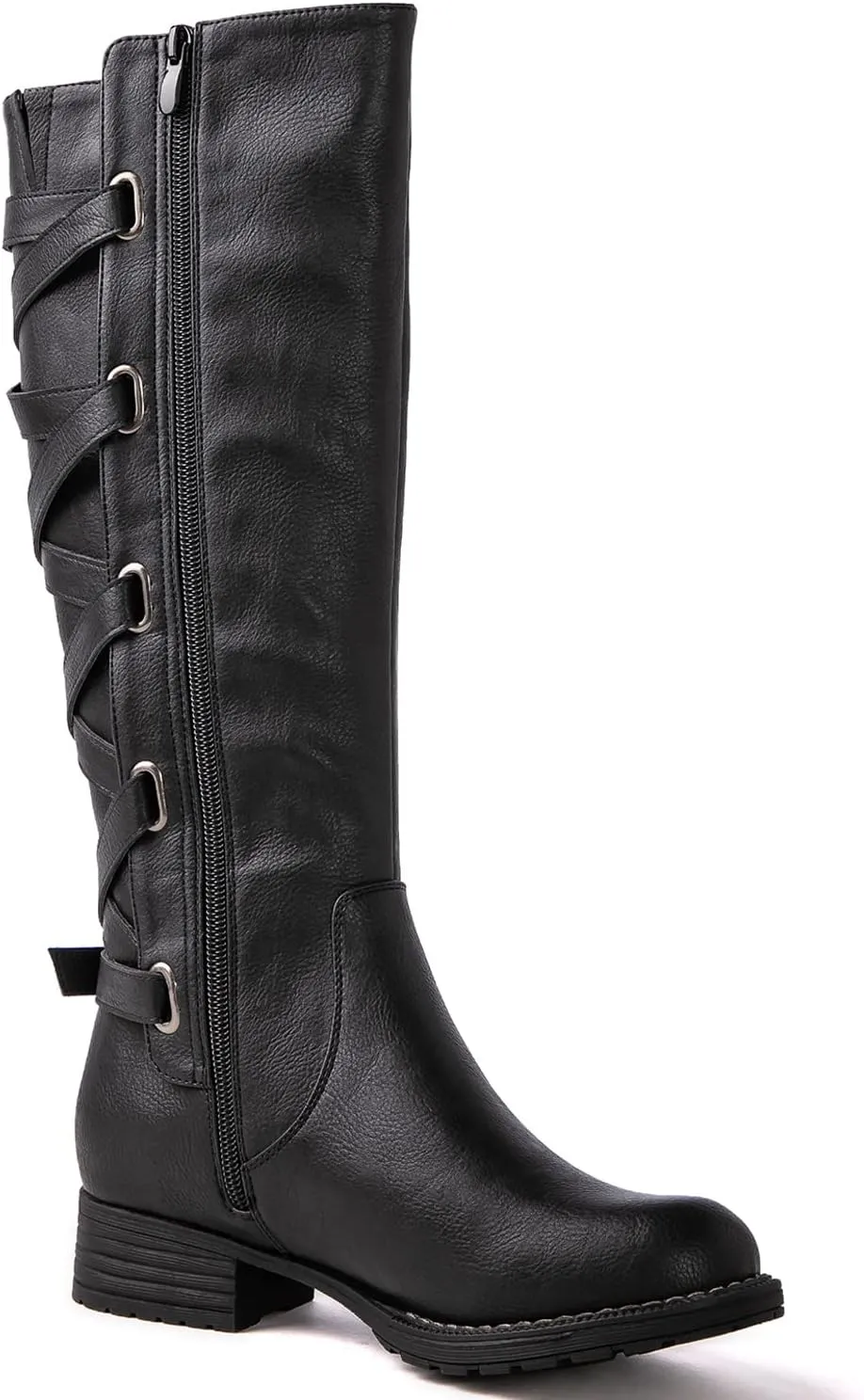 GLOBALWIN Women's Quilted Knee High Fashion Boots Strappy Boots For Women