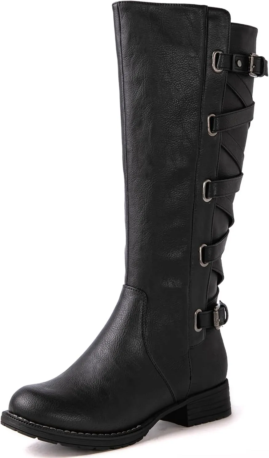 GLOBALWIN Women's Quilted Knee High Fashion Boots Strappy Boots For Women