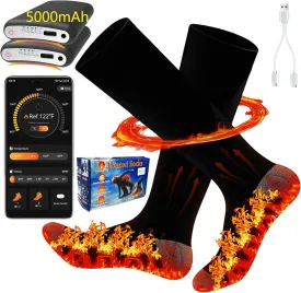 Heated Socks for Men & Women with App Control 5000mAh*2 Rechargeable Electric Heated Socks Up to 9 Hours Washable Warm Socks for Outdoors Work Skiing Hunting Riding Cycling Hiking Camping Xmas Gifts