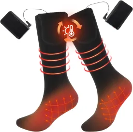 Heated Socks,Hettluo 5V 4000mAh Rechargeable Electric Heated Socks for Men Women Warm Thermal,with 3 Heating Setting for Outdoors Work Fishing Hunting Skiing Cycling Hiking Camping Motorcycling