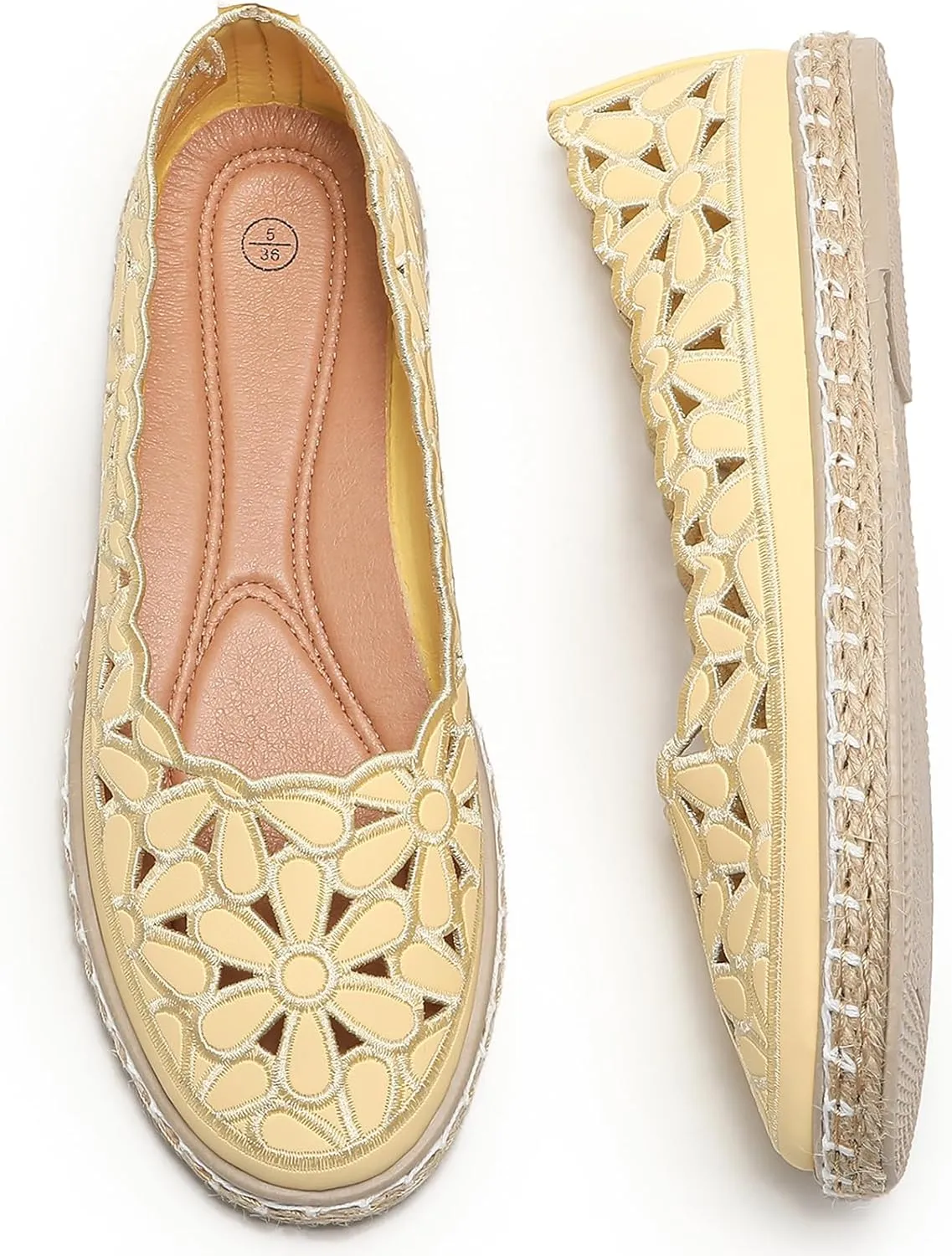 HEAWISH Womens Ballet Flat Daisy Round Toe Dress Shoes Casual Slip On Rope Loafer