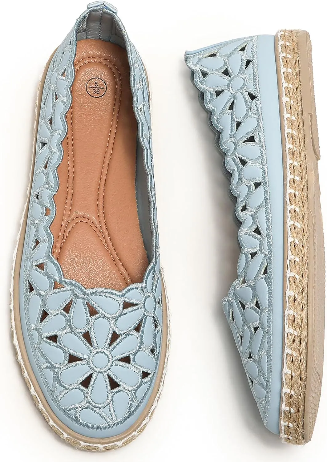 HEAWISH Womens Ballet Flat Daisy Round Toe Dress Shoes Casual Slip On Rope Loafer
