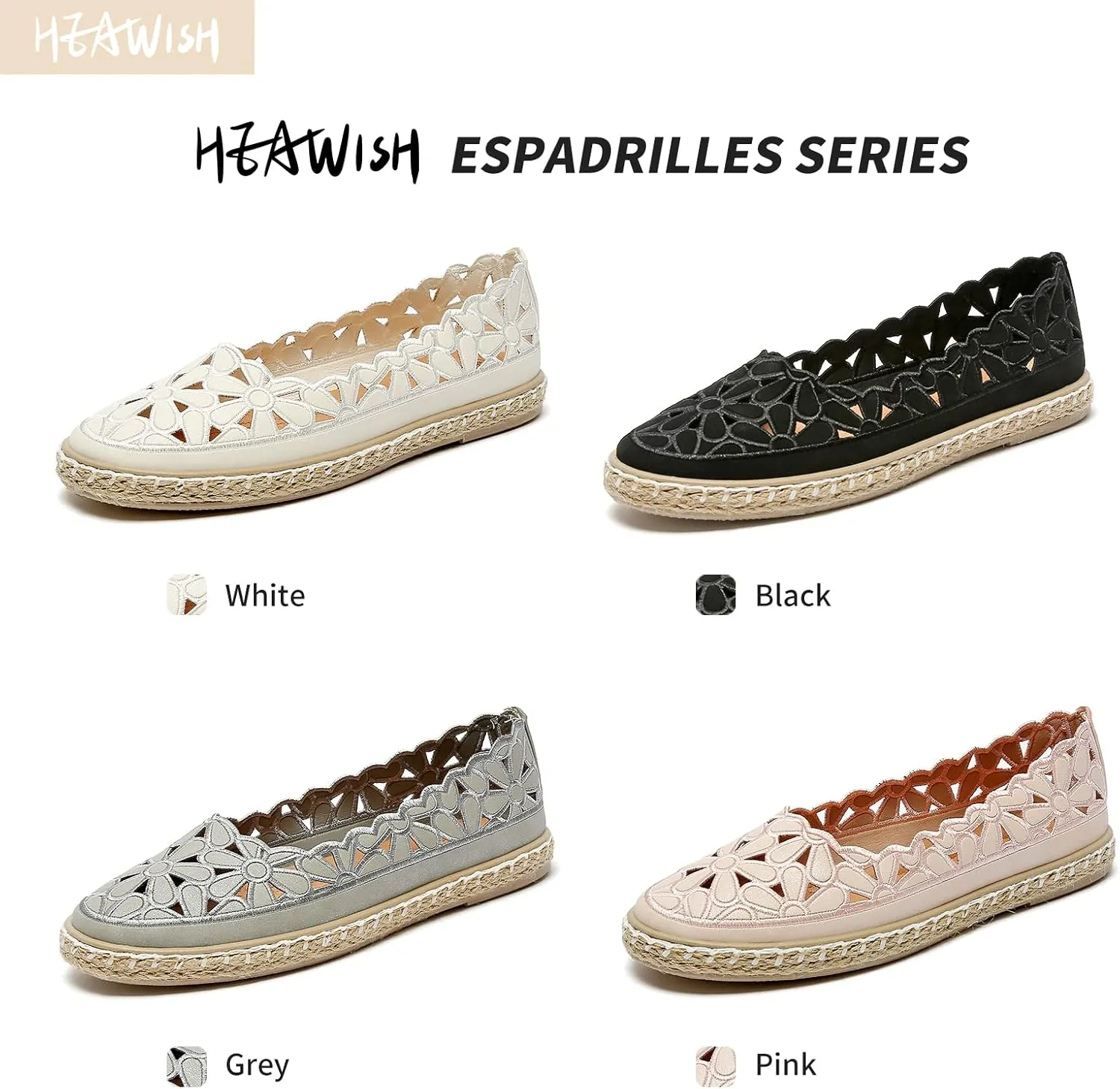 HEAWISH Womens Ballet Flat Daisy Round Toe Dress Shoes Casual Slip On Rope Loafer