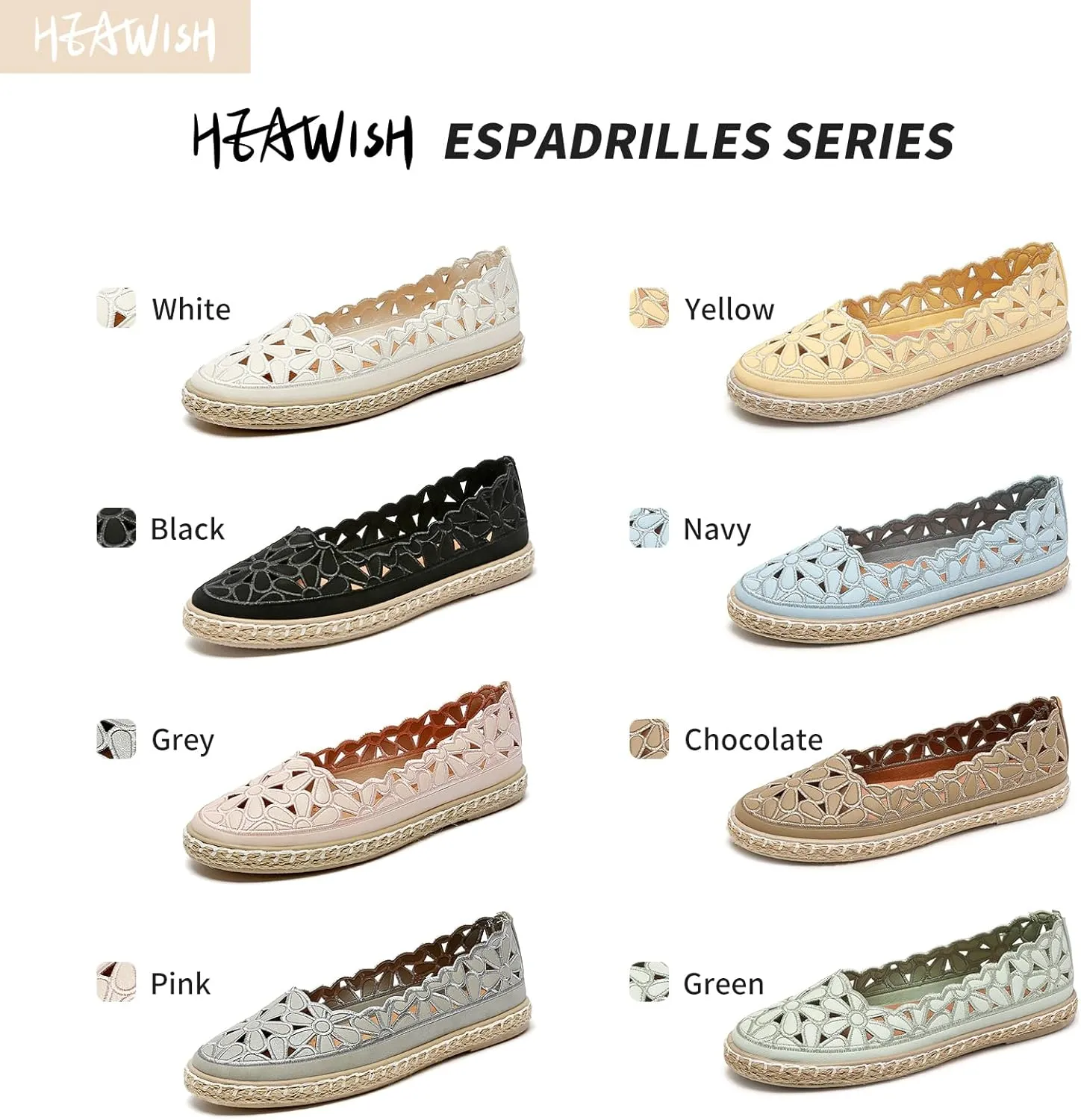 HEAWISH Womens Ballet Flat Daisy Round Toe Dress Shoes Casual Slip On Rope Loafer