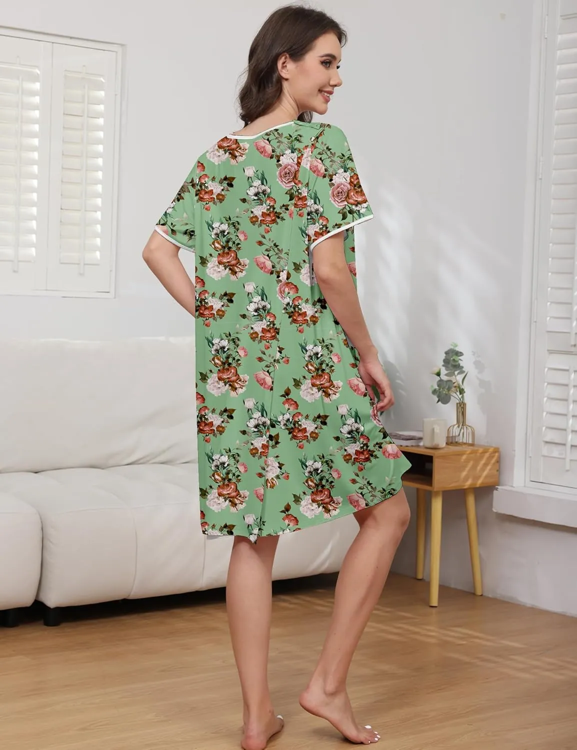Hospital Gowns for Women Open Back Tear Away Snap Post Shoulder Surgery Short Sleeve Soft Cotton Adaptive Clothing