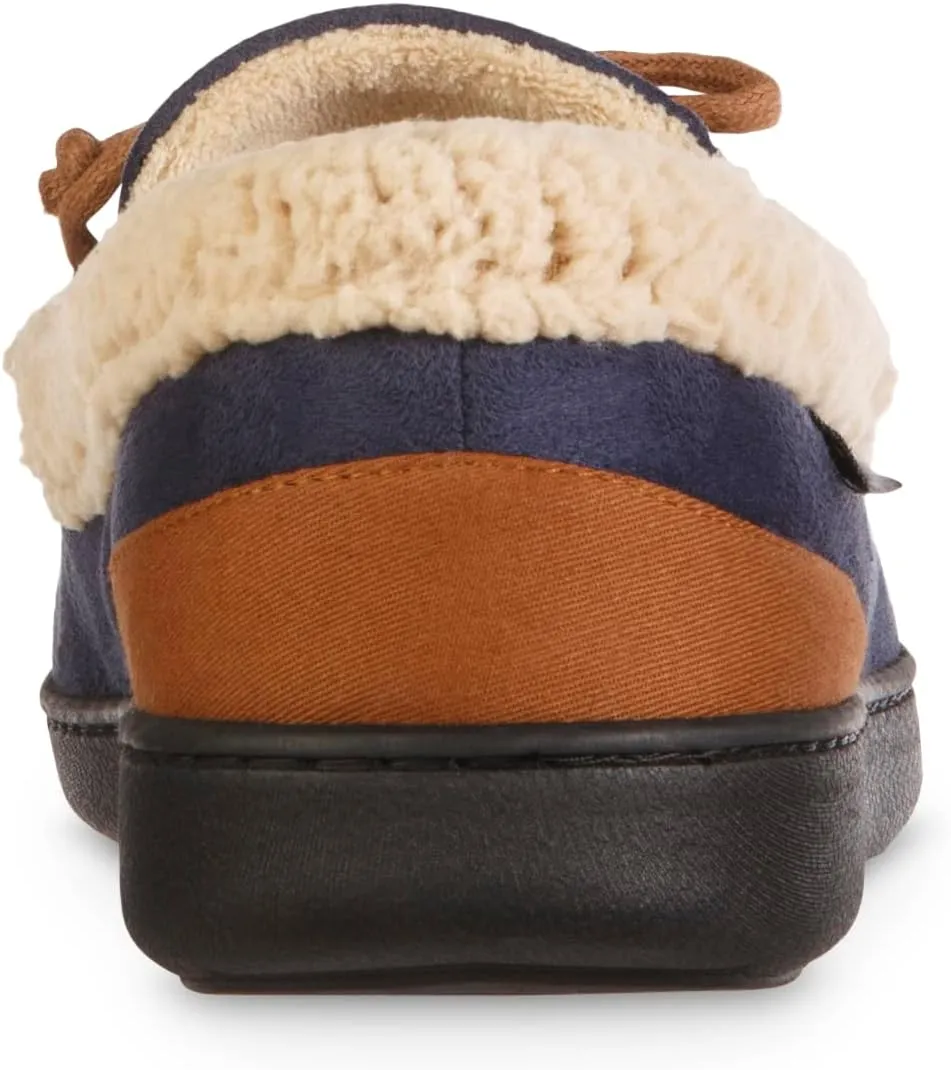 isotoner Men's Recycled Advanced Memory Foam Microsuede Vincent Eco Comfort Moccasin Slippers