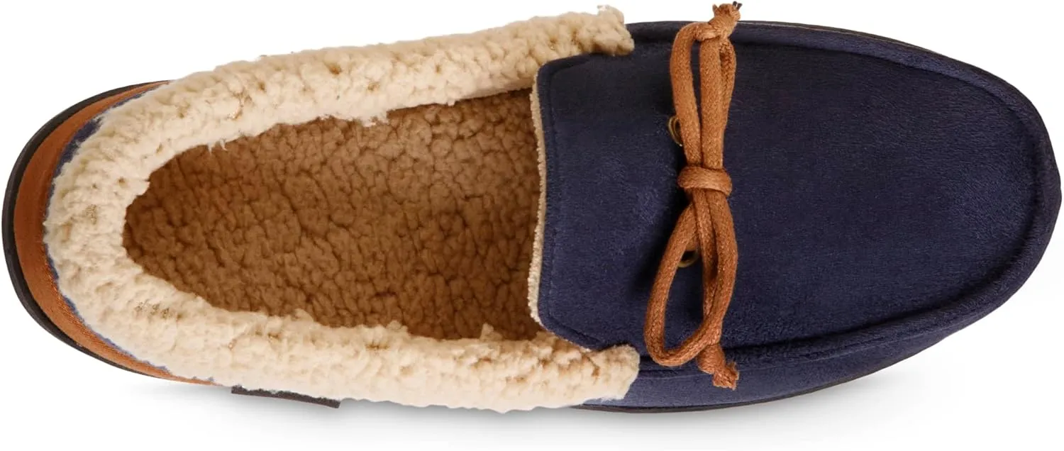 isotoner Men's Recycled Advanced Memory Foam Microsuede Vincent Eco Comfort Moccasin Slippers