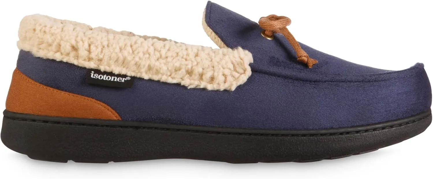 isotoner Men's Recycled Advanced Memory Foam Microsuede Vincent Eco Comfort Moccasin Slippers