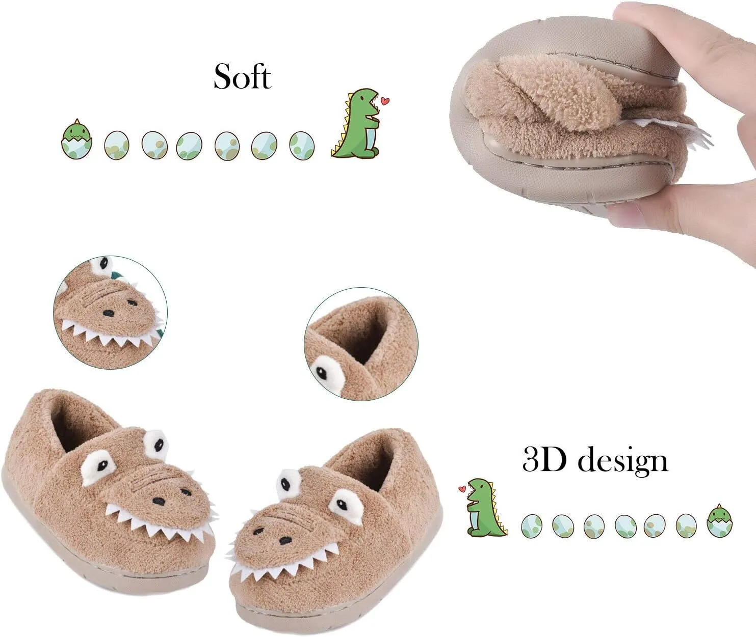 JACKSHIBO Toddler Slippers Boys Girls Dinosaur House Shoes Cute bunny Slipper for Home Indoor Winter Bedroom Non Slip Soft Rabbit Warm shoes