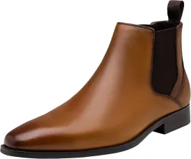 Jousen Men's Chelsea Boots Polished Premium Leather Ankle Dress Boots Classic Retro Slip On Boots for Men