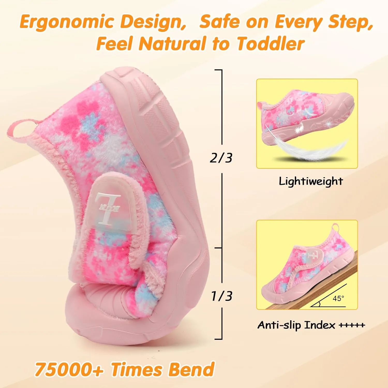 L-RUN Toddler Slippers Soft Boys Girls Barefoot House Slippers Anti-slip Lightweight Home Shoes for Indoor Outdoor Walking