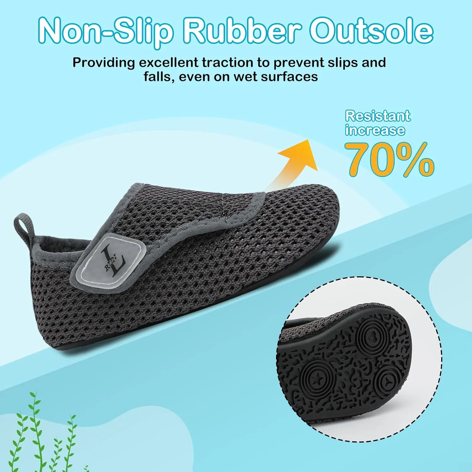 L-RUN Toddler Water Shoes Boys Girls Barefoot Beach Swim Shoes Quick Dry Kids Aqua Socks Non-Slip Wide Baby House Slippers