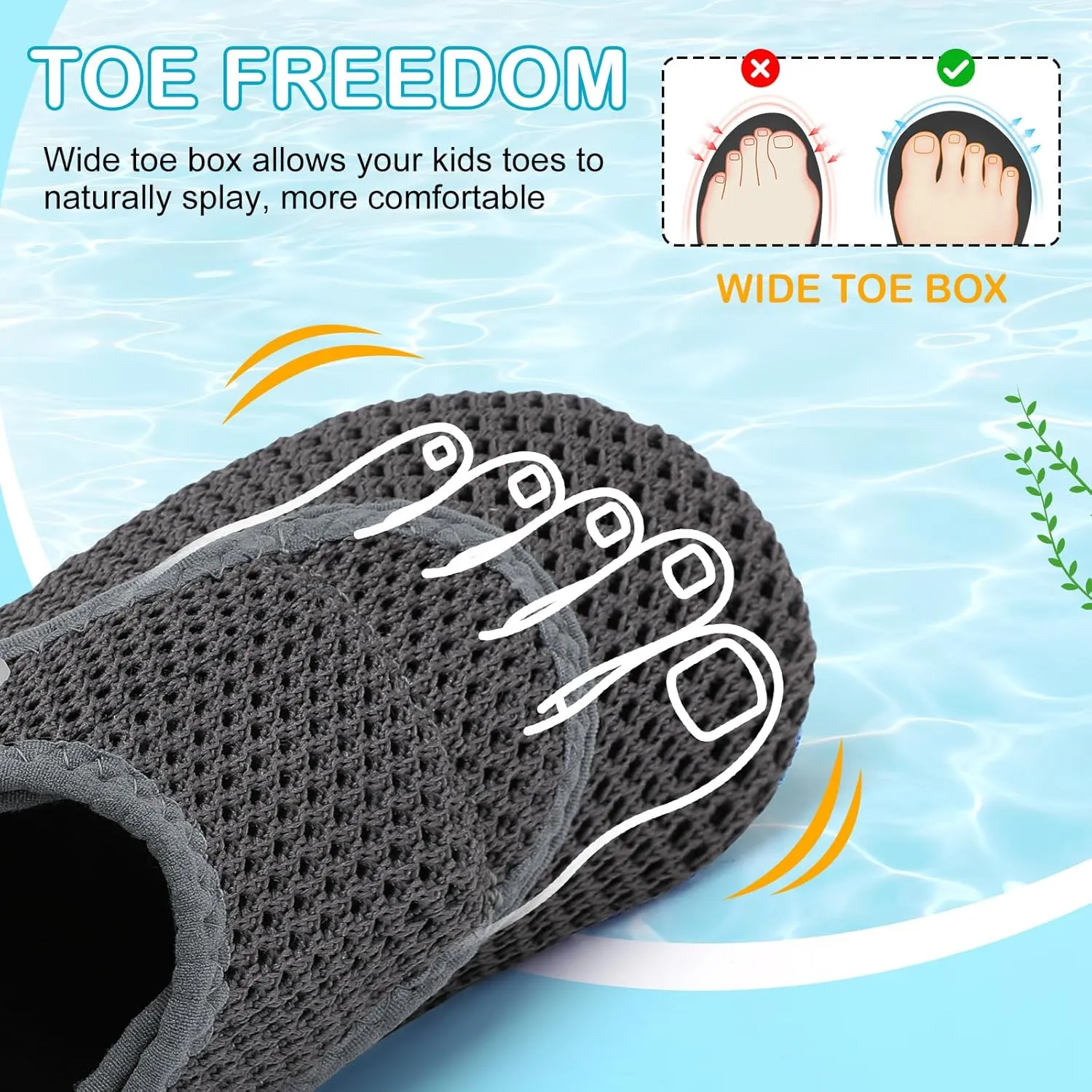 L-RUN Toddler Water Shoes Boys Girls Barefoot Beach Swim Shoes Quick Dry Kids Aqua Socks Non-Slip Wide Baby House Slippers