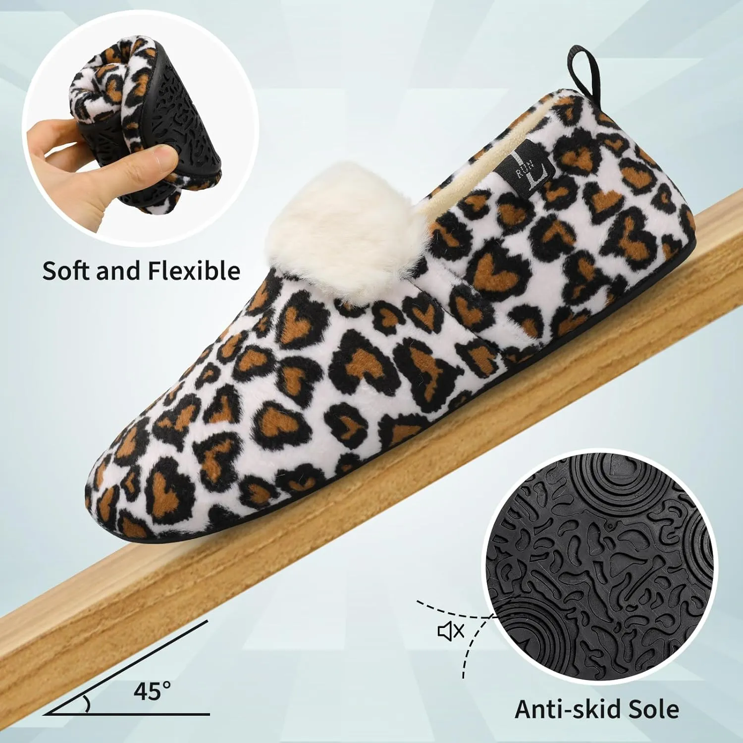L-RUN Womens Mens Slippers Soft Curly Lightweight House Shoes Cozy Slippers with Fleece Lining for Indoor and Outdoor