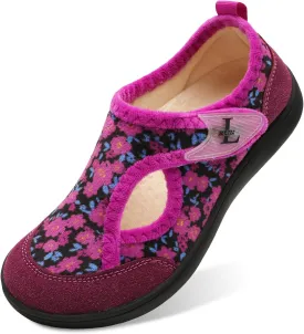 L-RUN Womens Wide Toe Box Barefoot Diabetic Shoes - Ladies House Slippers for Indoor and Outdoor