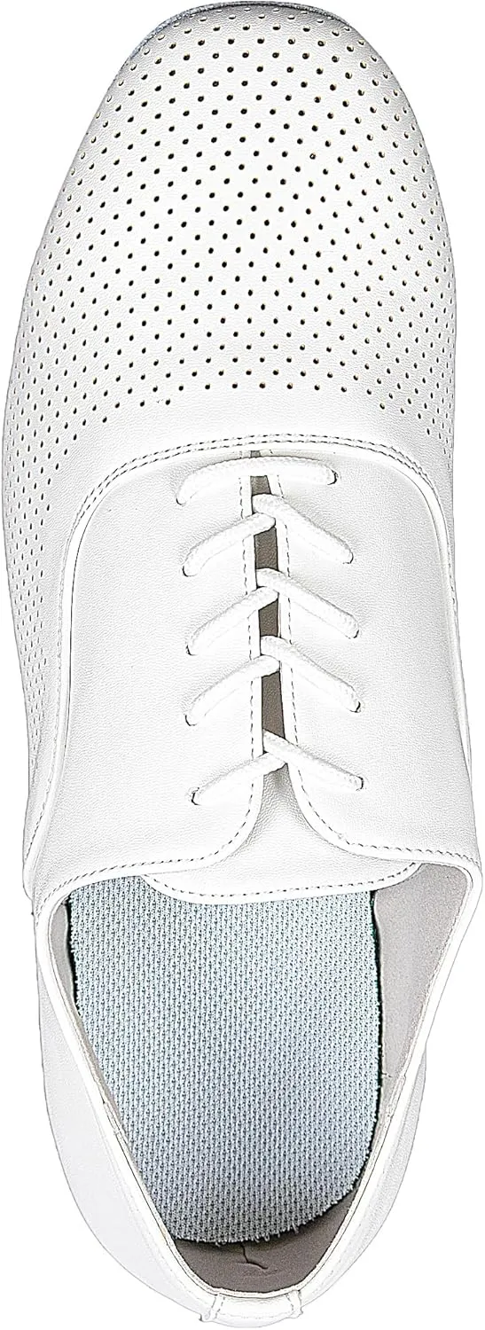 Linodes Breathable Men's Latin Dance Shoes 1 Inch Leather Sole Ballroom Salsa Tango Waltz Character Shoe