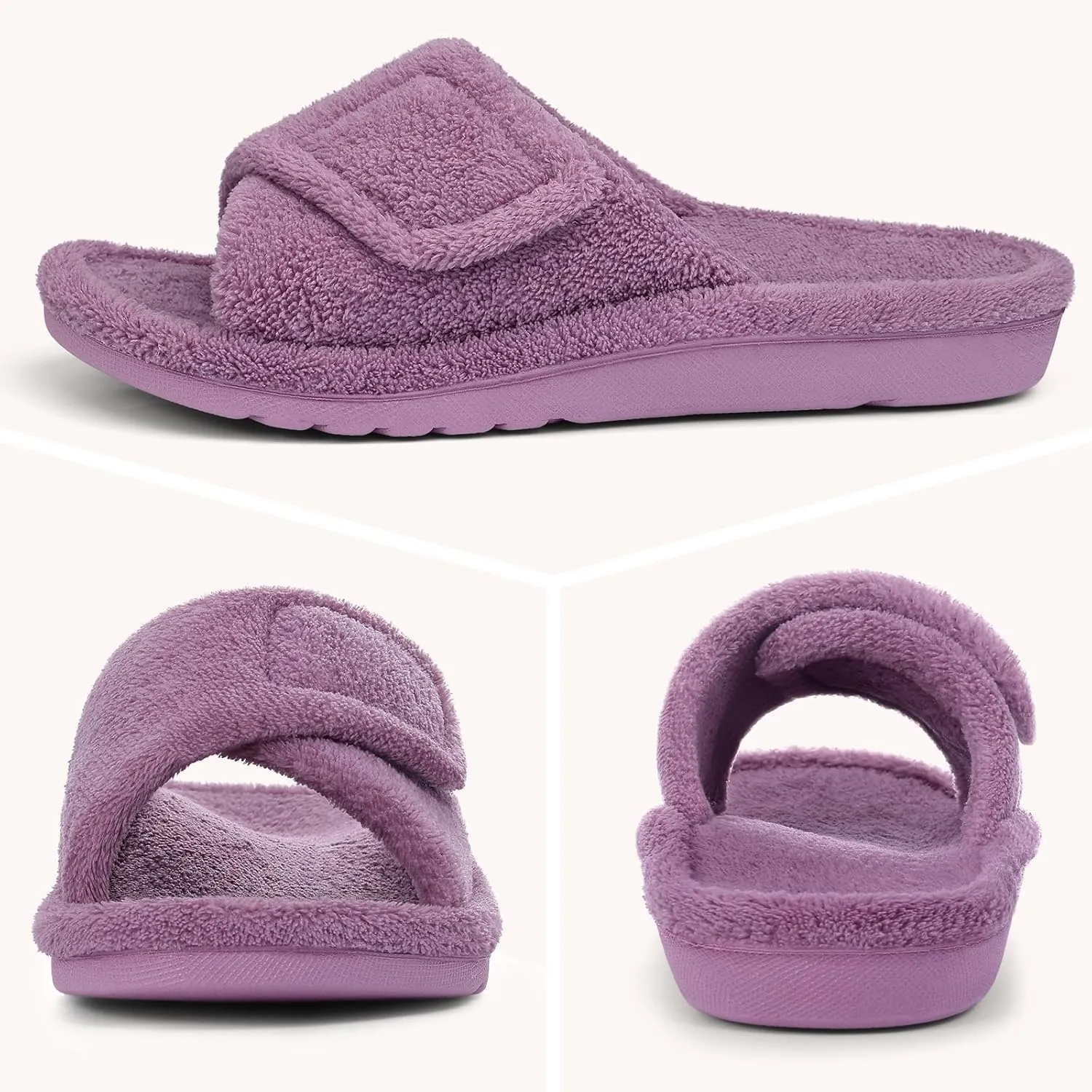 Litfun Orthopedic Slippers for Women with Arch Support Adjustable Open Toe House Shoes for Plantar Fasciitis