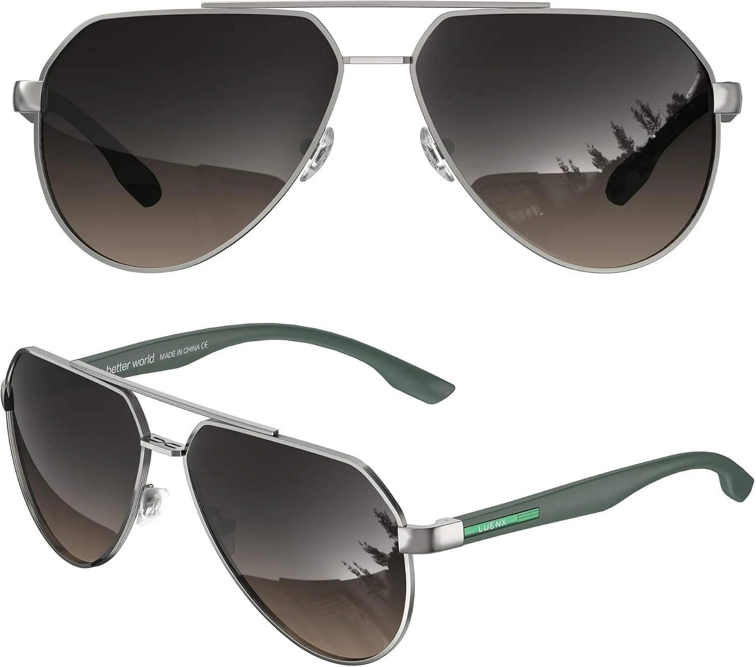 LUENX Aviator Sunglasses for Men Polarized Pilot Shades UV400 Sun Glasses with Accessories